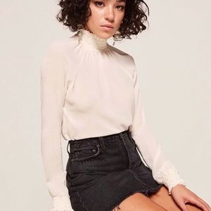 NWT  Reformation Ivory Smock Neck Blouse